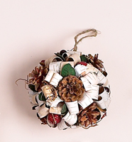 5.25" Birch Bark & Pine Cone Kissing Ball