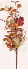 24" Glittered Gourd & Leaf Spray-CLOSE OUT