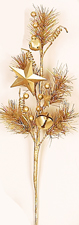 15" Large Star & Bell Gold Pine Spray