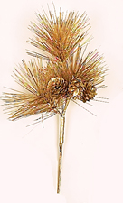 9" Gold Pine & Cone Spray