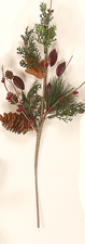 15" Pine Spray w/ Berries & Pods