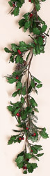 6' Holly & PIne Garland w/Berries & Cones