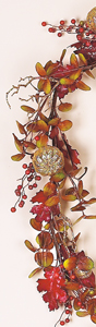 5' Glittered Gourd & Leaf Garland-CLOSE OUT