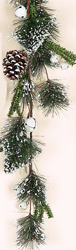 5' Snowy Pine Garland w/Cones & Bells