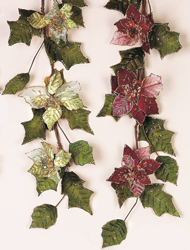5' Glittered Poinsettia Garland-CLOSE OUT