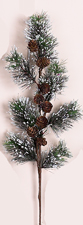 24" Snowy Pine Spray W/Cones
