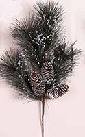 19" Snowy Pine Spray w/ 3 Cones