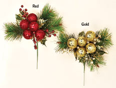 Sequined Ball Pick with Pine, Berry & Holly