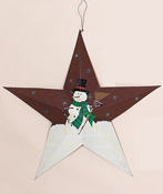 12" Barn Star Snowman with Broom