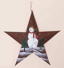 24" Barn Star Snowman with Treees