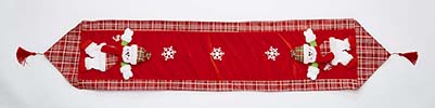67" Embroidered Red Snowman Table Runner- CLOSEOUT