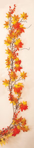 55" Weatherproof Fall Leaf & Berry Garland