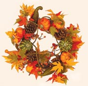 18" Pumpkin & Maple Leaves Wreath