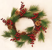 12" Weatherproof Pine Berry Cone Wreath