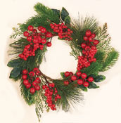 16" Weatherproof Pine & Berry Wreath