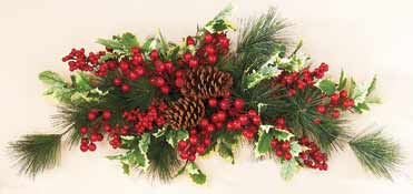 36" Weatherproof Holly Pine Berry Swag