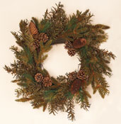 22" Mixed Greens & Cone Wreath