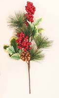 16" Weatherproof Berry Holly Spray