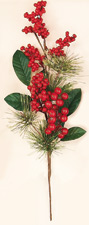26" Weatherproof Berry Leaf Spray