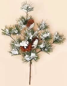 17" Snowy Pine & Cone Spray
