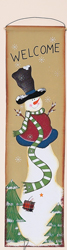 40" Canvas Snowman Banner w/Real Plaid Swatch