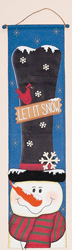 40" Canvas Snowman Face Banner  w/Felt Carrot Nose & Snowflakes