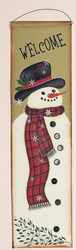 40" Canvas Snowman Banner w/Real Buttons