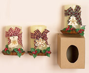 Boxed 5" x 2.75" Wax Flickering Light Candle w/ Decoration