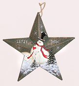 12" Tin Barn Star w/ Snowman