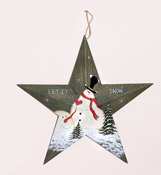 21" Tin Barn Star w/ Snowman