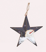 7.5" Tin Barn Star w/ Snowman Face