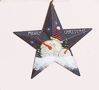 12" Tin Barn Star w/ Snowman