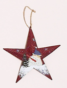 7.5" Tin Barn Star w/ Snowman Face