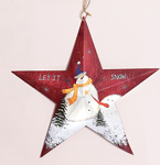 12" Tin Barn Star w / Snowman
