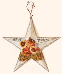 15" Tin Barn Star With Give Thanks