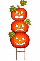 28" Metal Stacked Jack-O-Lantern Stake 