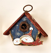 5.5" Hanging Wood Snowman Birdhouse