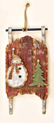 17" Hanging Wooden Snowman Sled
