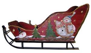 16" Wood Snowman Sleigh
