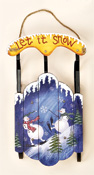 15" Wood Sled with Snowmen