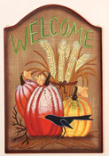 23" Fall Welcome Wood Plaque With Crow