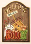 23" Fall Welcome Wood Plaque With Harvest