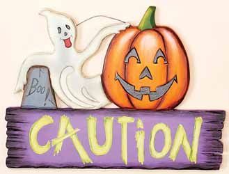 16" Wood Ghost Caution Sign 