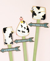 34" Whimsical Tin Cow w/Bell Stake- CLOSE OUT