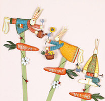 30" Whimsical Tin Garden Bunny Stake