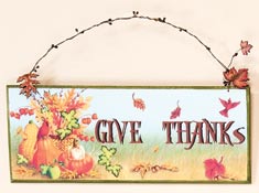 18" Wood Give Thanks Sign