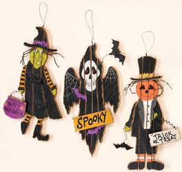 16" Hanging Wood Halloween Figures 