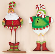 12" Standing Metal Santa & Snowman