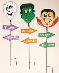 35" Metal Halloween Sign Post