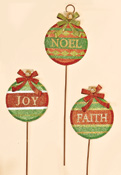 16" Metal Candy Cane on Stick